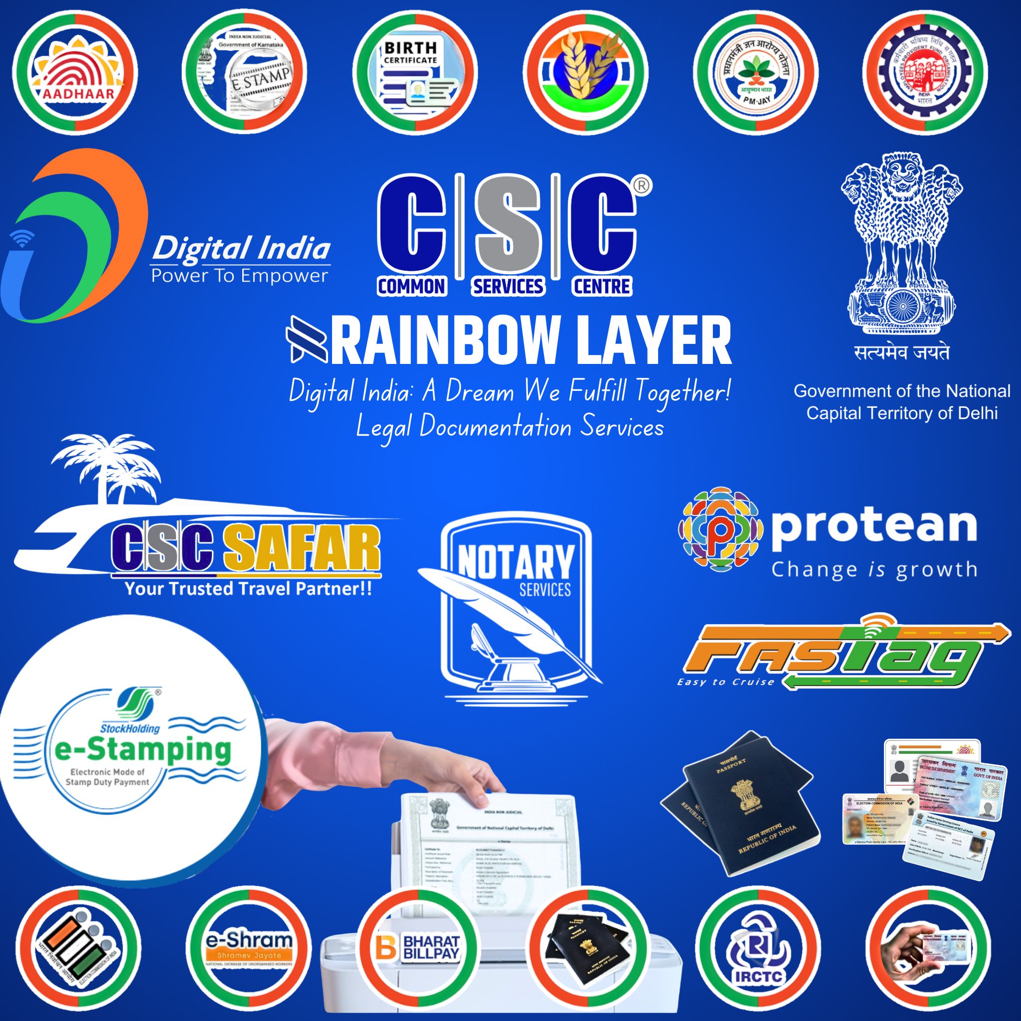Logo of Rainbow Layer CSC Centre – FASTag, Passport, PAN and Voter ID