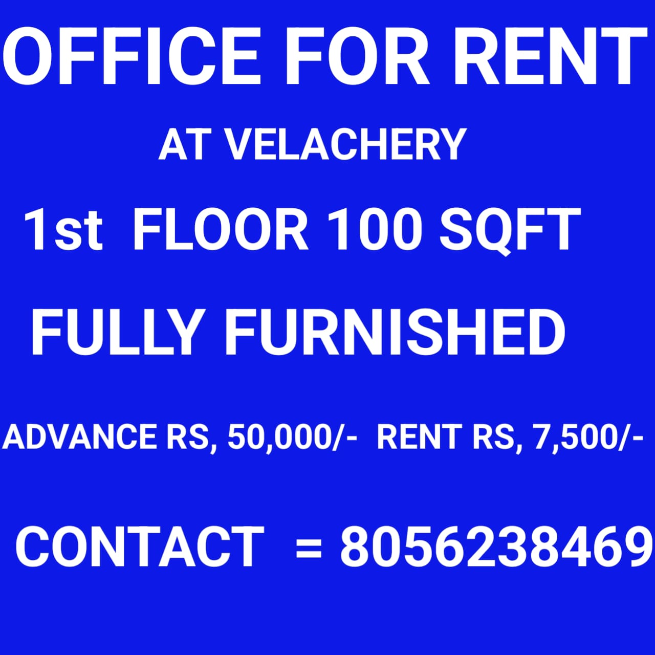 100 sqft Shop for Rent Only in Velachery Main Road