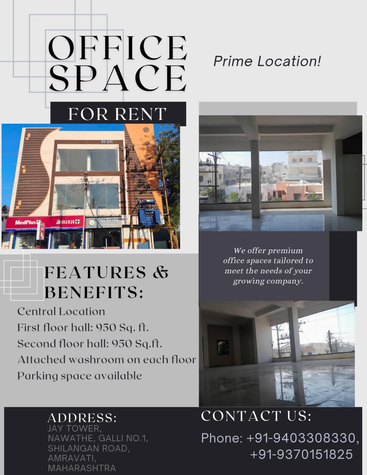 950 sqft Showroom for Rent Only in Adgaon Navapur