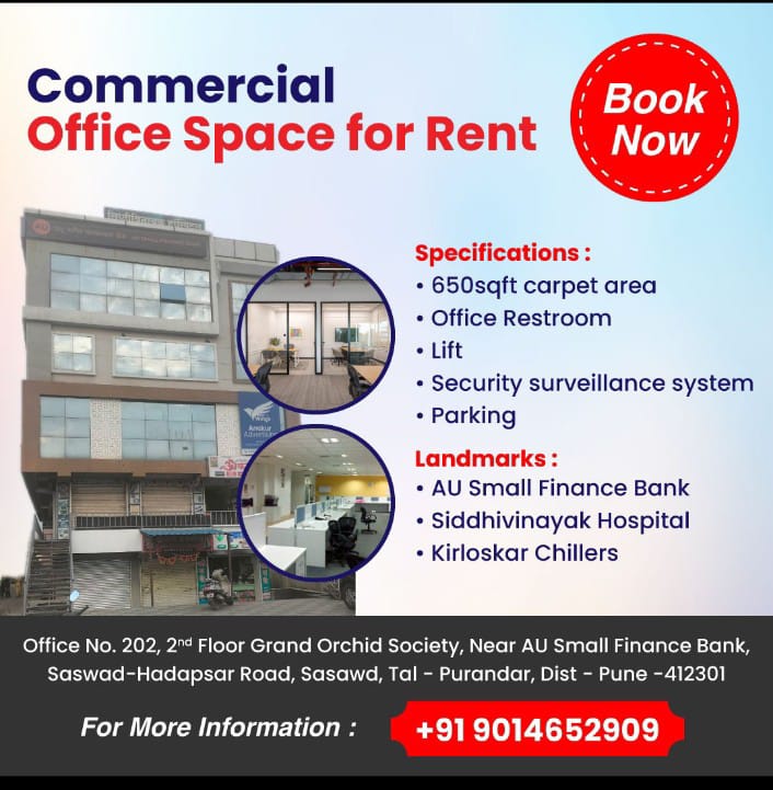 600 sqft Office Space for Rent Only in Trishul Housing Society