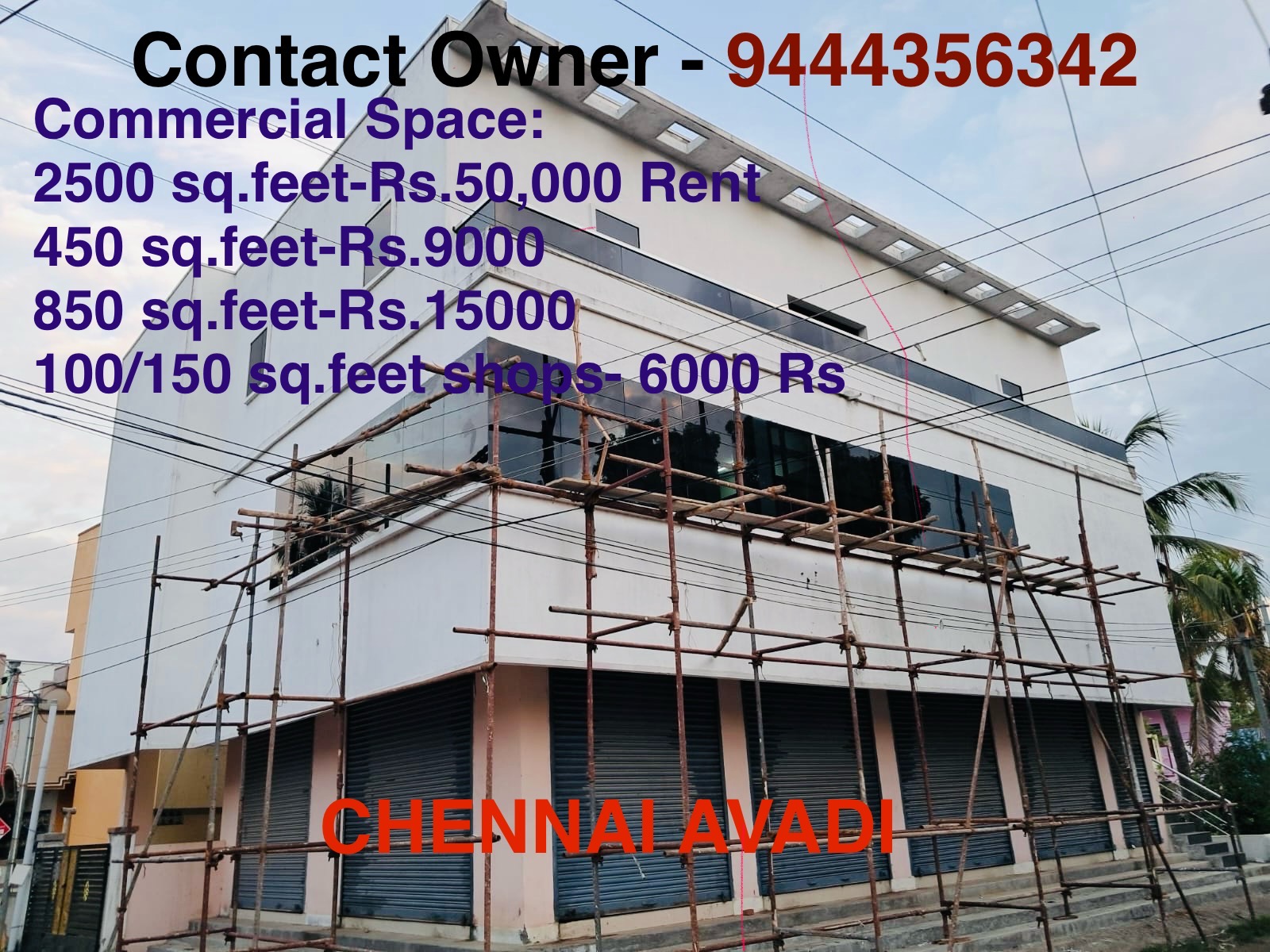 2500 sqft Commercial Others for Rent Only in Pattabiram