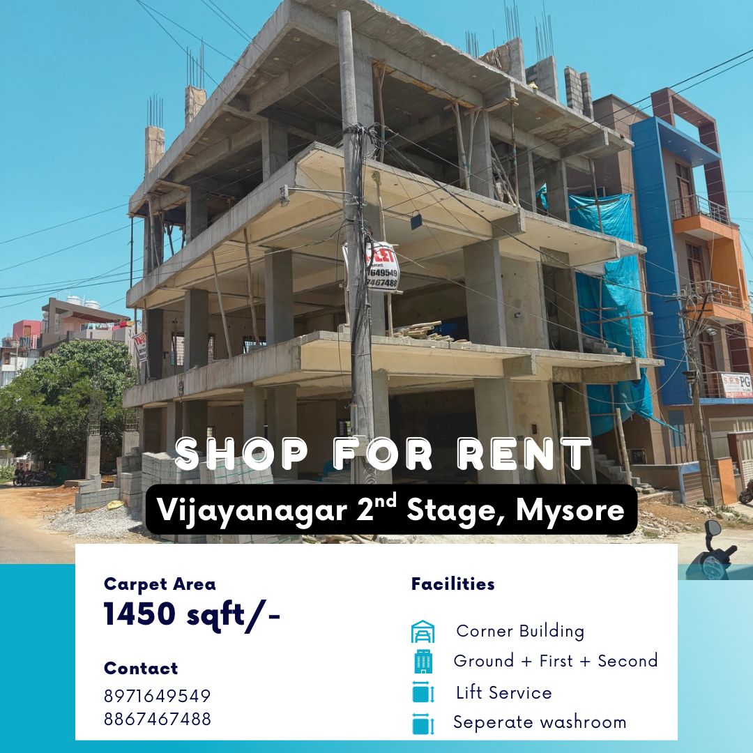 1450 sqft Shop for Rent Only in Vijaynagar II Stage